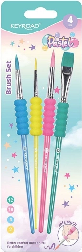 KEYROAD Pastel Brush Set with Soft Foam Grip, 4 pcs