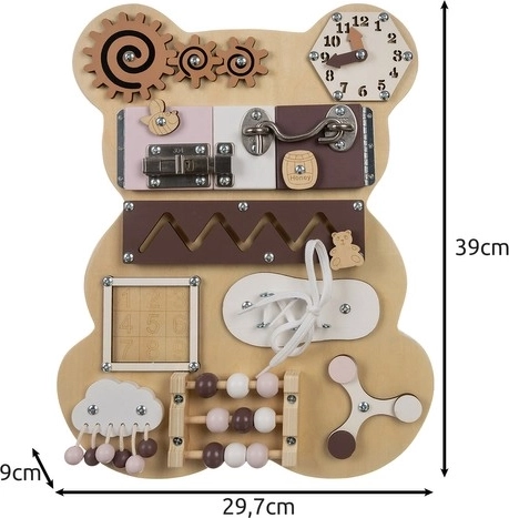 Educational sensory toy in the shape of a bear