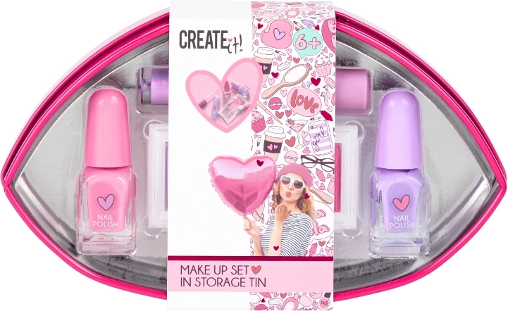 Create It! Love vaikiško makiažo rinkinys lūpų formos dėkle