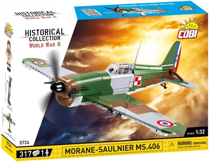 COBI morane-saulnier ms.406 – istorinio lėktuvo konstruktorius 1:32 (317 dalių)