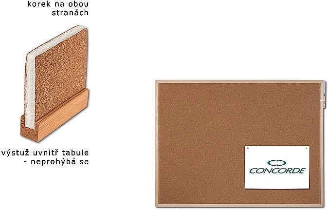 Double-sided cork board 40 × 60 cm in a wooden frame