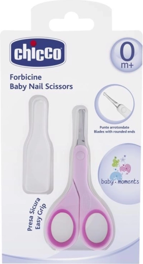 Chicco baby nail scissors with rounded tip, pink