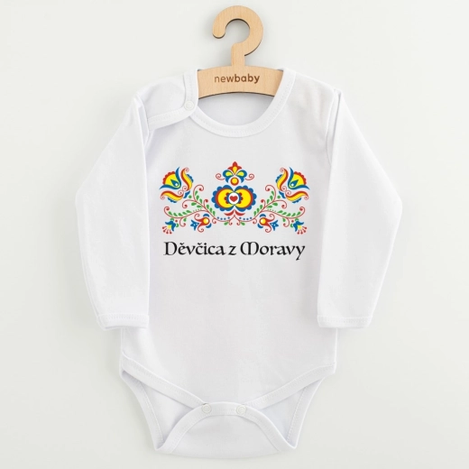 Vaikiškas smėlinukas su spauda New Baby liaudiškas raštas „Dėvčica iš Moravijos“