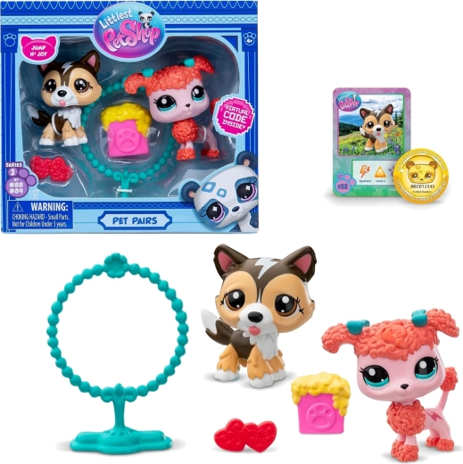 Hasbro Littlest Pet Shop Pet Pairs Jump N' Joy set of dog figures and accessories