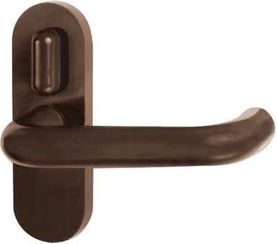 Interior door handle with lever, brown, plastic