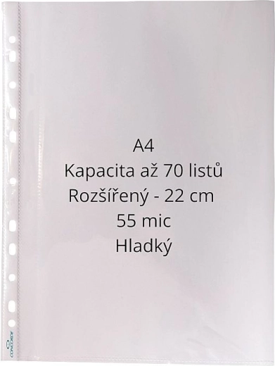 Dokumentų dėklas CONCORDE A4 skaidrus, lygus, 55 mikronų, 100 vnt.