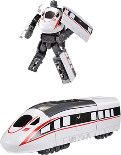 Metalinis transformuojamas greitaeigis traukinys – baltas robotas