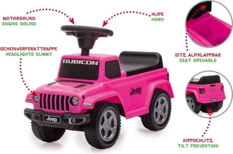 Pink Jeep Gladiator ride-on push car for children