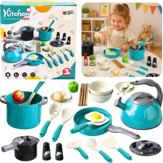 Children's Kitchen Utensil and Food Set, 33 Pieces