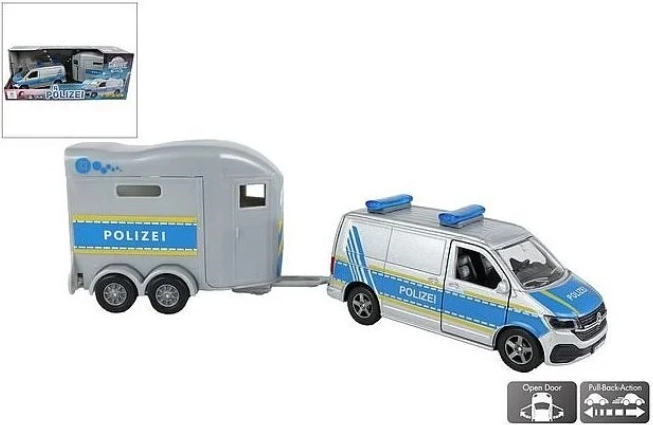 Policijos VW su priekaba arkliams vežti