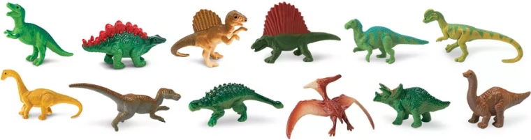 12 detalių mini dinozaurų vienoje tuboje