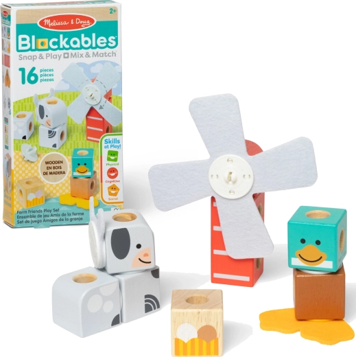 Medinės magnetinės konstravimo kaladėlės Blockables Ūkis 16 vnt. MELISSA & DOUG
