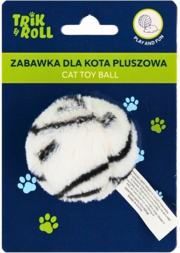 Juodai balta pliušinė žaisliukas katei
