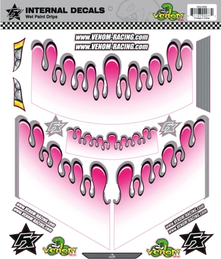 Jamara vidinė grafika (dekoras) Wet Paint Drops Pink, skirta Venom Racing