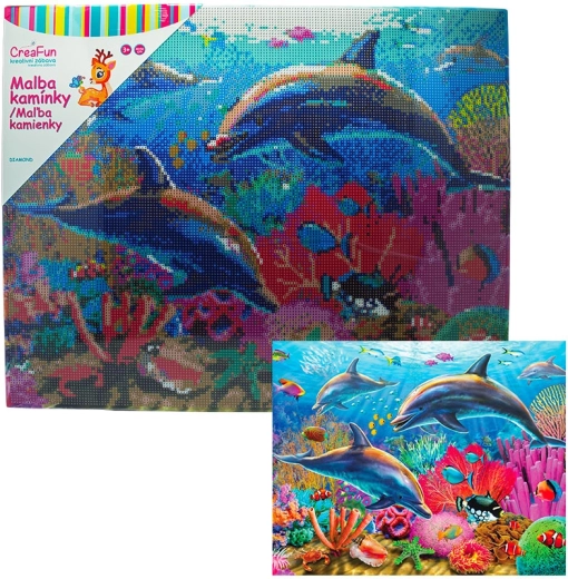 Deimantinė mozaika – delfinai 40 × 50 cm
