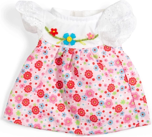 Bigjigs Toys rožinė suknelė su nėriniuotomis rankovėmis lėlei 28 cm