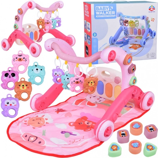Educational play mat 3-in-1 with walker, piano and hanging toys