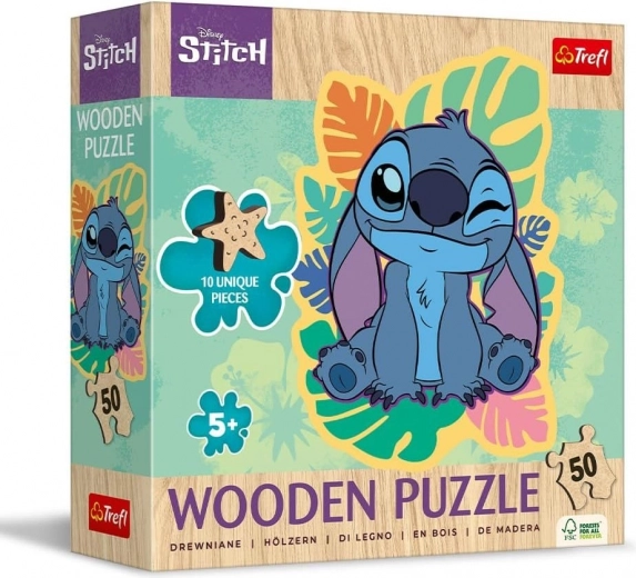 Medinė dėlionė su 50 dalių Lilo & Stitch