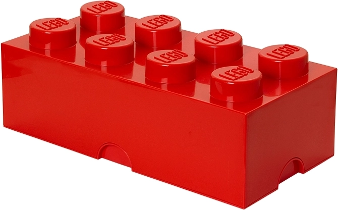 LEGO cube-shaped storage box, 8 studs, red