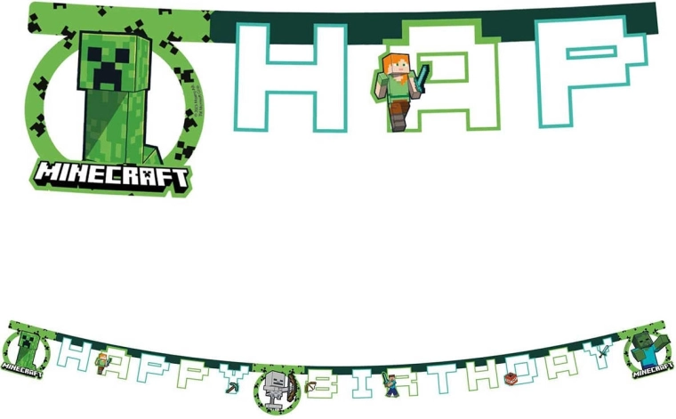 Procos pakabinamas Minecraft „Happy Birthday“ banneris 2 m