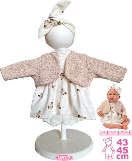 Drabužiai kūdikio lėlei NEW BORN 43–45 cm – 4 dalių rinkinys Llorens