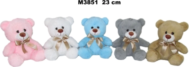 Pliušinis meškiukas, 23 cm, su kaspinu
