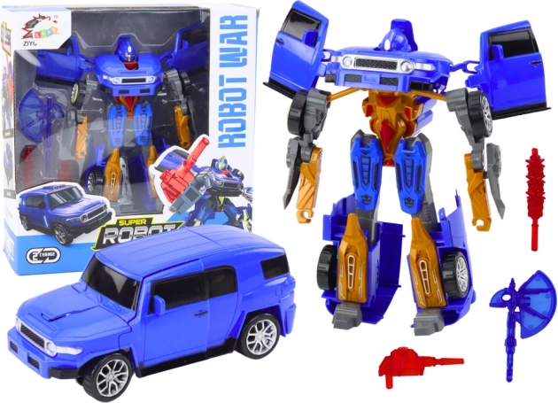 Transforming robot 2-in-1 with car, blue