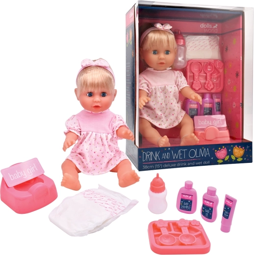 Dolls World Olivia Doll 38 cm Drinks and Wets with Accessories