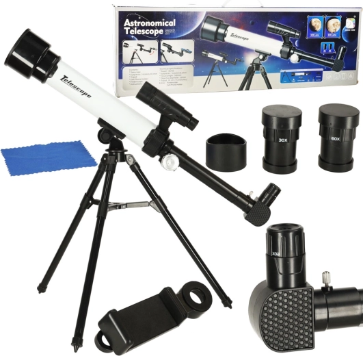 Vaikiškas astronominis teleskopas su stovu ir kompasu