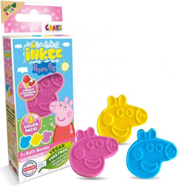 Inkee šnypščios vonios bombos PEPPA PIG – mini pakuotė