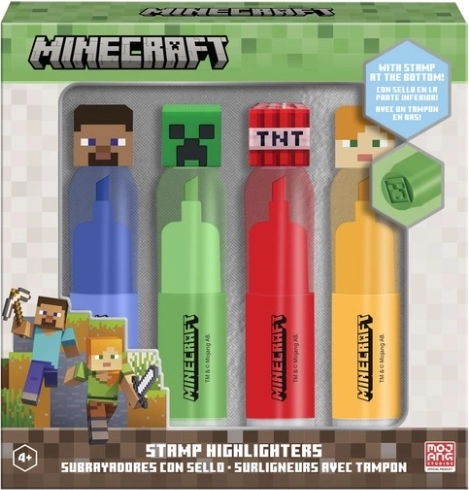 Minecraft rinkinys: 4 teksto žymekliai su 3D antgaliu ir antspaudu