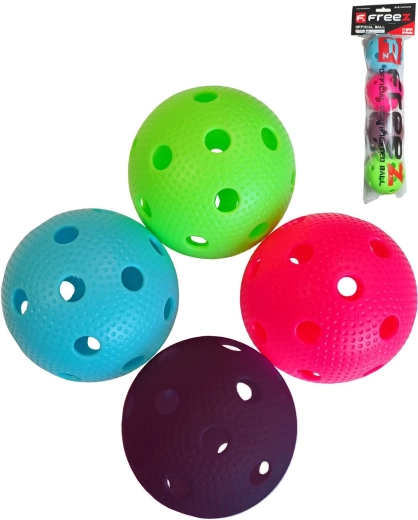 Freez certified IFF floorball balls, set of 4 pcs – mixed colors