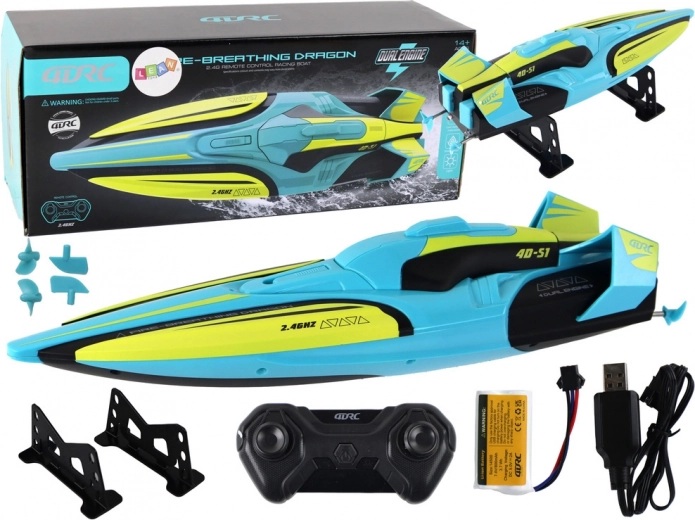 RC vandens valtis 2.4G geltonai–türkio, atspari vandeniui su nuotoliniu valdymu