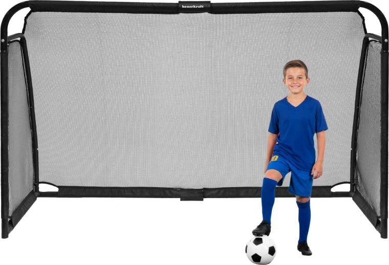 Futbolo vartai Bauerkraft 300 × 200 × 90 cm, plieniniai, juodi