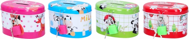 Oval tin money box 10 × 6.5 cm