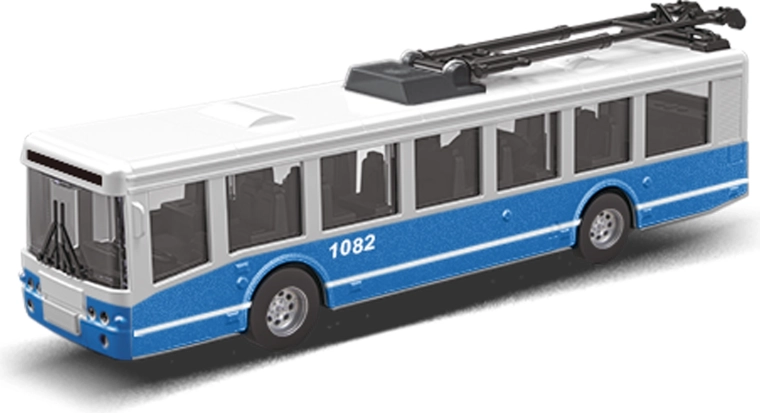 Mėlynas miesto viešojo transporto troleibusas 16 cm