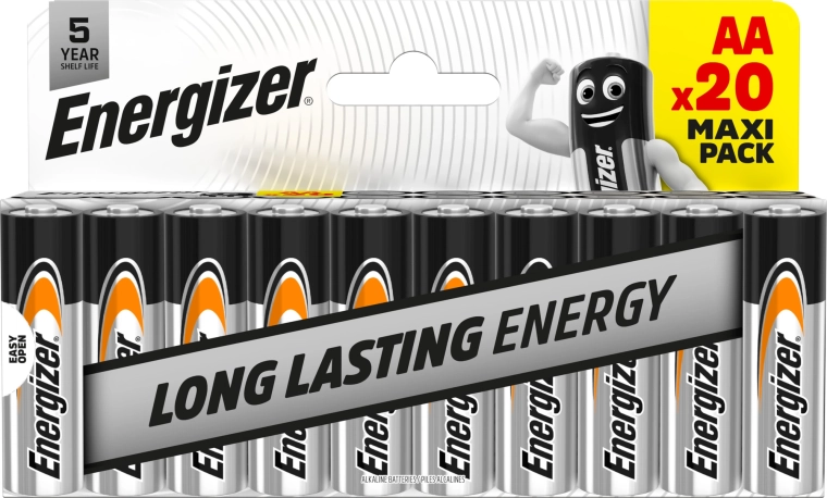 Energizer Everyday AA šarminės baterijos 1,5 V – pakuotė 20 vnt.