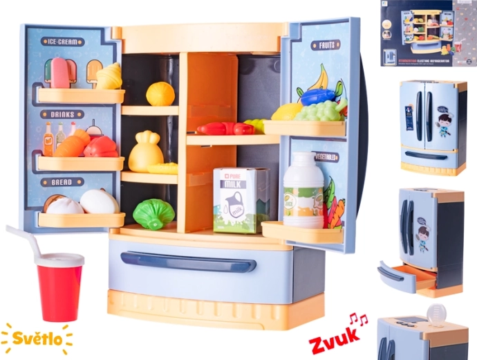 Children's interactive refrigerator with accessories – blue