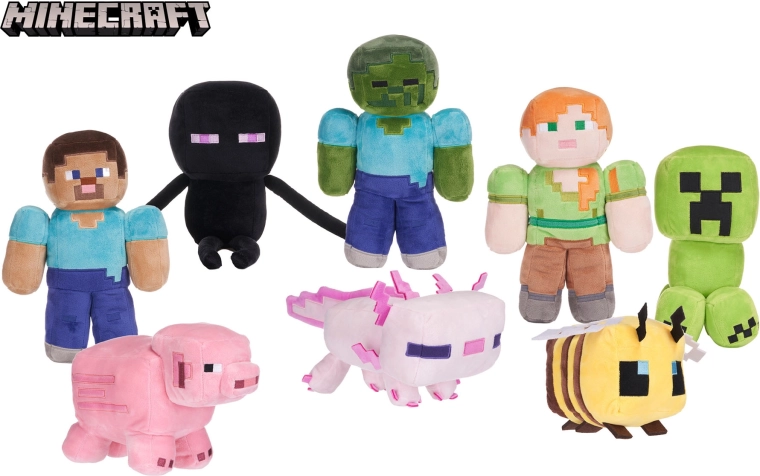 Pliušiniai personažai MINECRAFT – minkšti žaislai vaikams ir kolekcionieriams