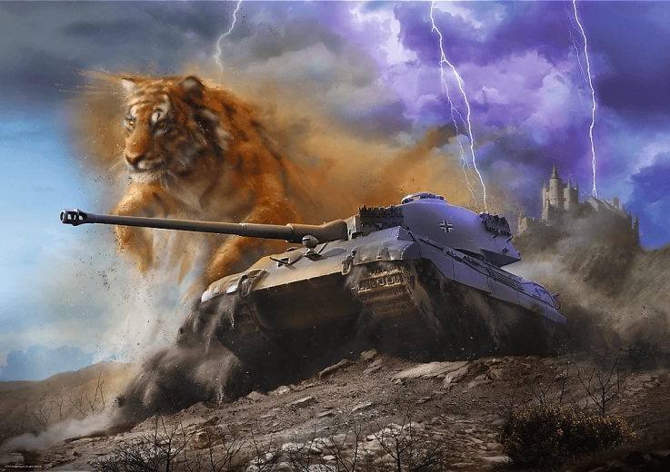 Dėlionė TREFL Premium Plus World of Tanks: Tiger II 1000 dalių