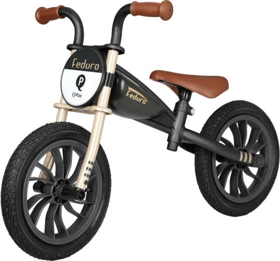 Balansinis dviratukas QPLAY Feduro black/golden vaikams 3–6 metų