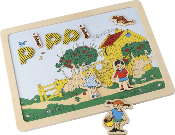 Dvipusė magnetinė lentelė su raidėmis ir paveikslėliais Pippi