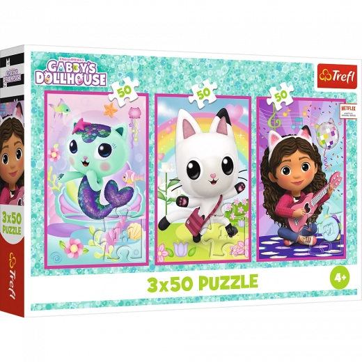 Dėlionė 3x50 – Gabby’s Dollhouse: Susipažinkite su Gabby ir kačiukais