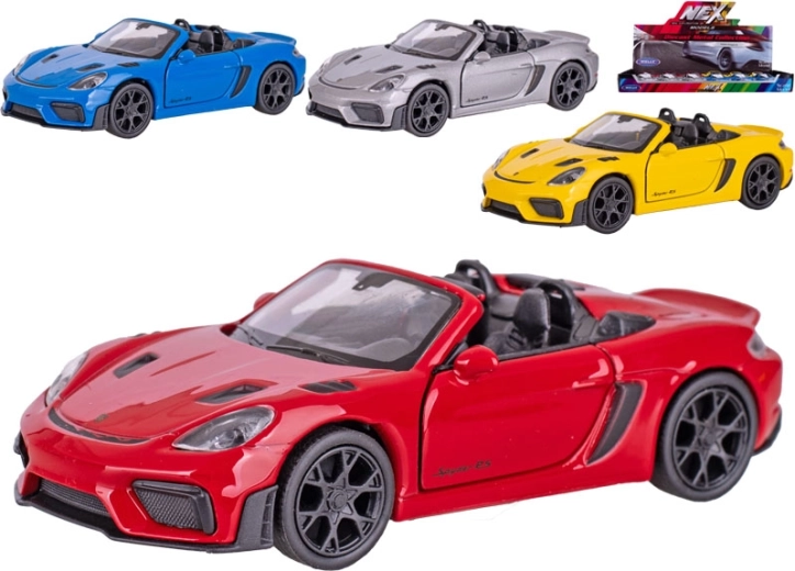 Metalinio automobilio modelis Welly Porsche 718 Spyder RS su atgaline užtraukiama (pull-back) funkcija 12 cm