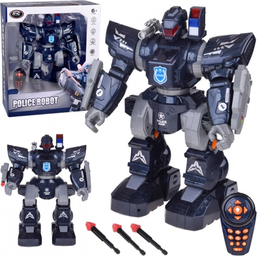 Remote-controlled police robot with controller – walks, dances, shoots and lights up – 1 piece