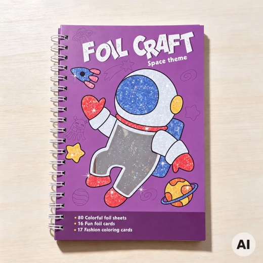 Practical spiral-bound notebook with a space theme