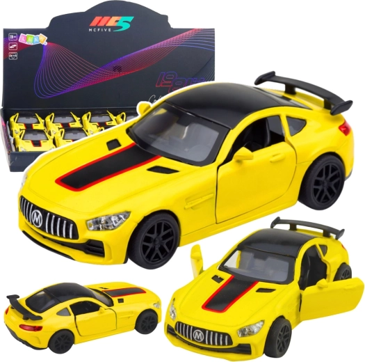Metal sports car model 1:32 with lights and sounds – yellow with opening doors