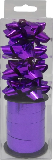 Set of gift bows and ribbon, purple, 4 pcs + 10 m ribbon