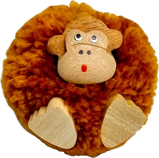 Magnetic Wooden Monkey with Pom-pom