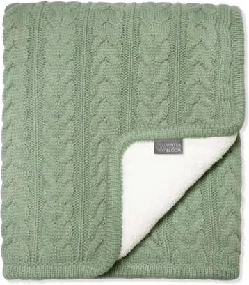 Vinter & Bloom dvipusė antklodė su dirbtiniu kailiuku Cuddly basil green
